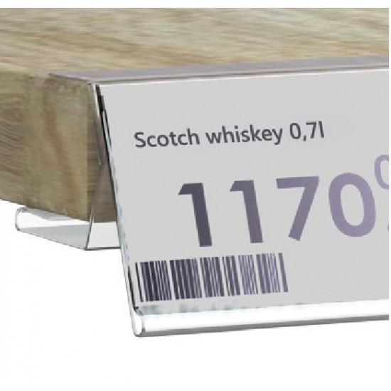 Ценови профил за дървени стелажи прозрачен 1000 мм