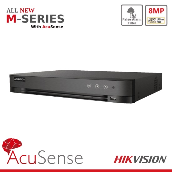 4-канален 4K пентабриден цифров рекордер за видеонаблюдение с аудио по коаксиал и AcuSense HIKVISION iDS-7204HTHIM1/S(C)
